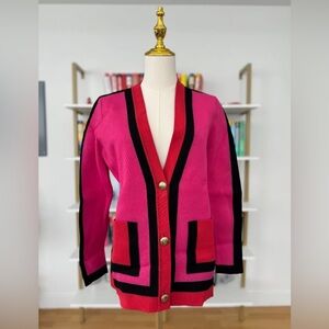 Ronny Kobo Long Sleeve Oversized Colorblock Cardigan, Size XS Extra Small - EUC!
